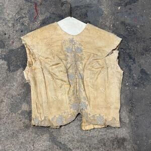 Vintage Film Costume 40s 50s Does Victorian Antique Style Gold Silver Bodice XS